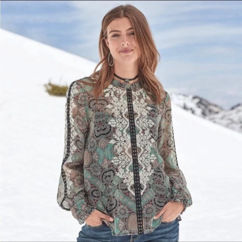 Sundance Luella Victorian Top Womens Medium Boho Romantic Blouse